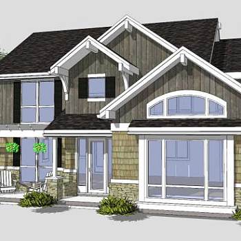 简欧别墅房子建筑SU模型下载_sketchup草图大师SKP模型