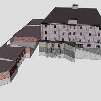 东联邦街楼房建筑SU模型下载_sketchup草图大师SKP模型