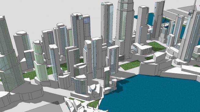城市规划福斯特港SU模型下载_sketchup草图大师SKP模型