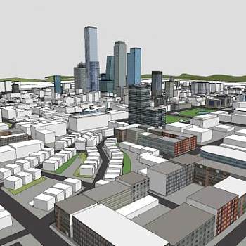 虚构城市街区设计SU模型下载_sketchup草图大师SKP模型