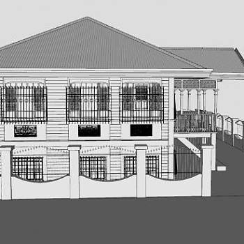 菲律宾别墅建筑SU模型下载_sketchup草图大师SKP模型