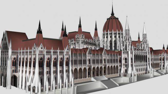 布达佩斯议会楼建筑SU模型下载_sketchup草图大师SKP模型