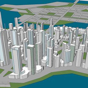 海上岛屿城市规划建筑SU模型下载_sketchup草图大师SKP模型