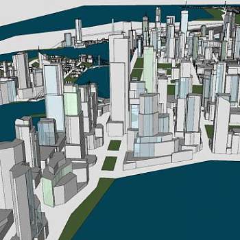 海湾城市地区规划SU模型下载_sketchup草图大师SKP模型