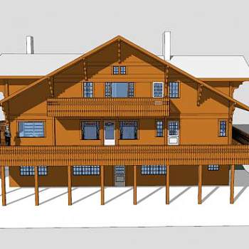 科特兰卡特小木屋建筑SU模型下载_sketchup草图大师SKP模型