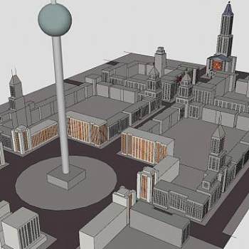 城市广场规划建筑SU模型下载_sketchup草图大师SKP模型