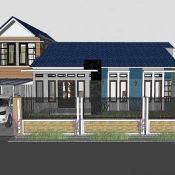 极简现代房子建筑SU模型下载_sketchup草图大师SKP模型