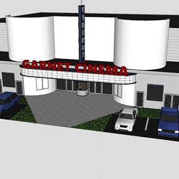 现代电影院剧院建筑SU模型下载_sketchup草图大师SKP模型