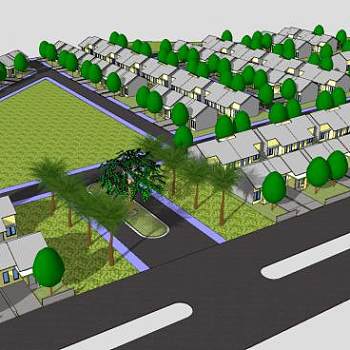 绿色城市布局规划SU模型下载_sketchup草图大师SKP模型