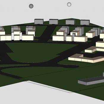 街道楼房建筑规划SU模型下载_sketchup草图大师SKP模型