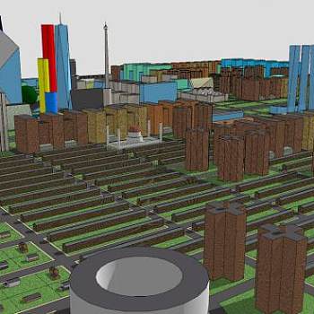 城市中心大广场建筑SU模型下载_sketchup草图大师SKP模型