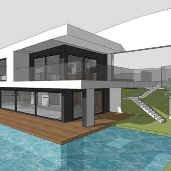 山庄别墅建筑SU模型下载_sketchup草图大师SKP模型