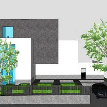 柏林别墅建筑SU模型下载_sketchup草图大师SKP模型