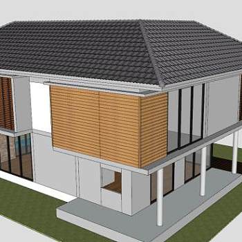 现代房屋风格建筑SU模型下载_sketchup草图大师SKP模型