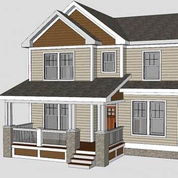 英式别墅房子SU模型下载_sketchup草图大师SKP模型