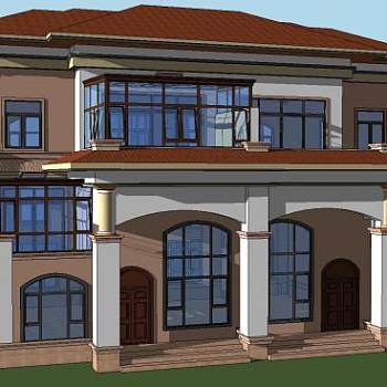 豪华贵族别墅建筑SU模型下载_sketchup草图大师SKP模型