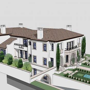 地中海大厦建筑SU模型下载_sketchup草图大师SKP模型