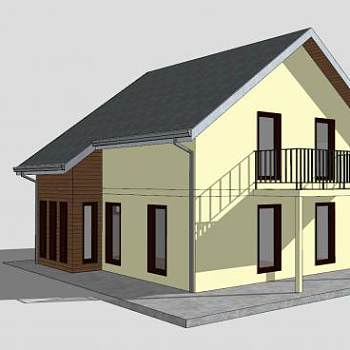 木材街区别墅房子SU模型下载_sketchup草图大师SKP模型