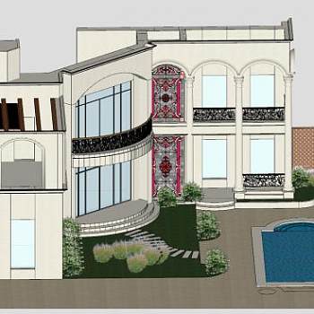 经典别墅豪华建筑SU模型下载_sketchup草图大师SKP模型