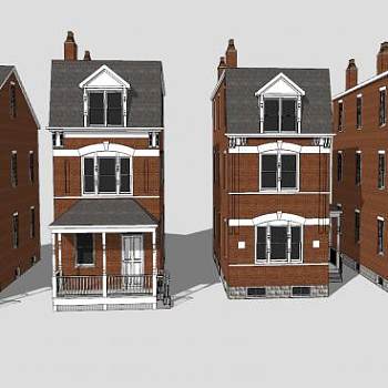维多利亚联排别墅SU模型下载_sketchup草图大师SKP模型