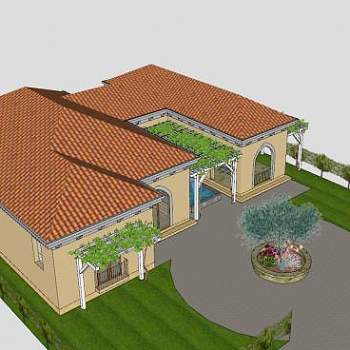 地中海别墅户外建筑SU模型下载_sketchup草图大师SKP模型