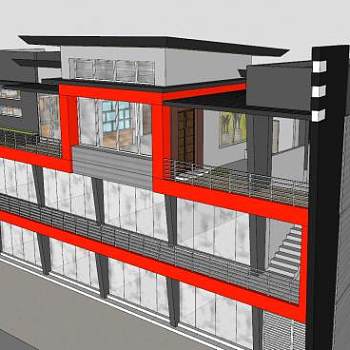 顶层公寓别墅建筑SU模型下载_sketchup草图大师SKP模型