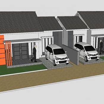 现代平房住宅别墅SU模型下载_sketchup草图大师SKP模型