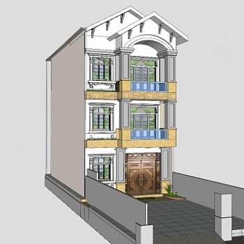 小型高层住宅别墅SU模型下载_sketchup草图大师SKP模型