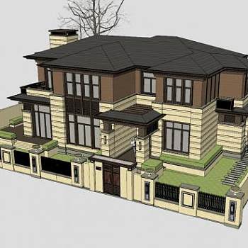 别墅住宅房子SU模型下载_sketchup草图大师SKP模型