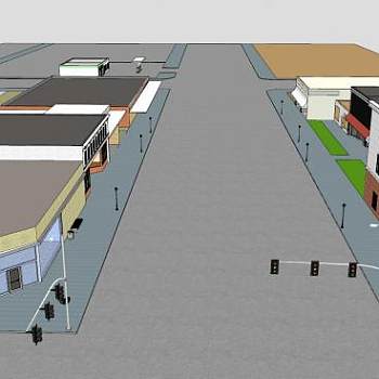 商业街街道建筑SU模型下载_sketchup草图大师SKP模型