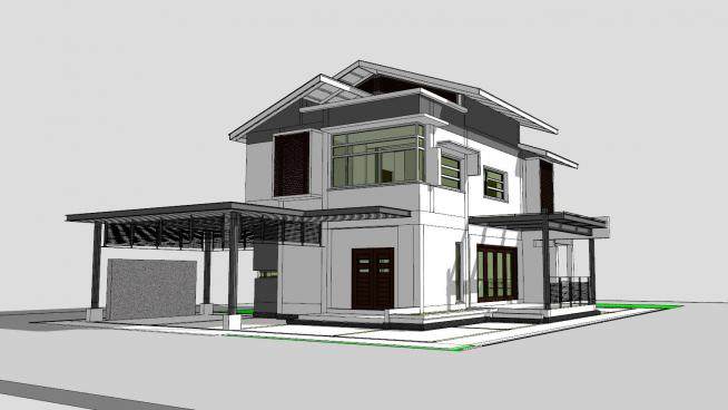 现代房子传统建筑SU模型下载_sketchup草图大师SKP模型