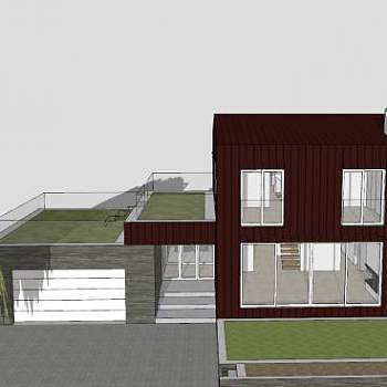 房子柳树休闲建筑SU模型下载_sketchup草图大师SKP模型