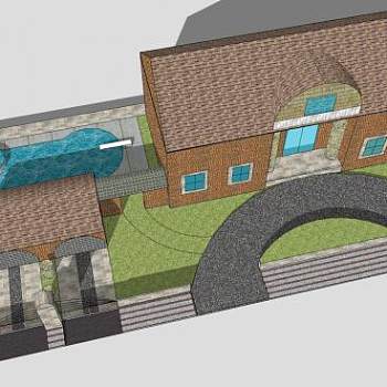 砖砌小区房屋建筑SU模型下载_sketchup草图大师SKP模型