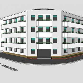 现代建筑社区大楼SU模型下载_sketchup草图大师SKP模型