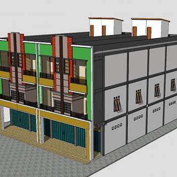 现代多层建筑SU模型下载_sketchup草图大师SKP模型