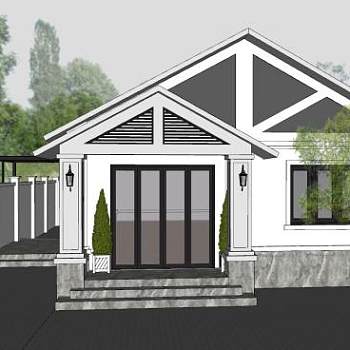 越南白色建筑别墅SU模型下载_sketchup草图大师SKP模型