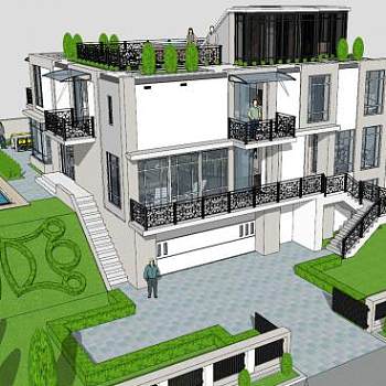 城市房子别墅建筑SU模型下载_sketchup草图大师SKP模型