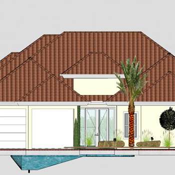 平房房子别墅建筑SU模型下载_sketchup草图大师SKP模型