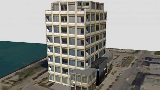 市中心办公楼建筑SU模型下载_sketchup草图大师SKP模型