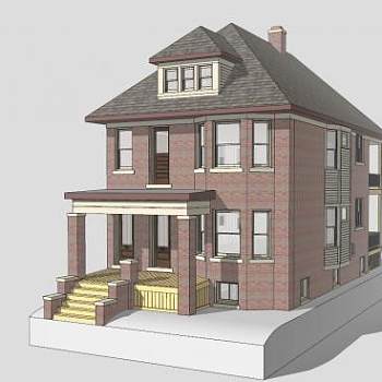 史密斯别墅建筑SU模型下载_sketchup草图大师SKP模型