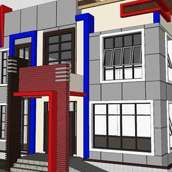 现代建筑小型大楼SU模型下载_sketchup草图大师SKP模型