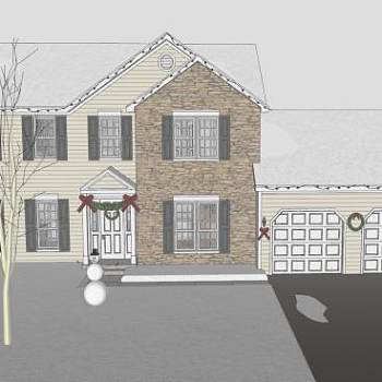 圣诞别墅建筑SU模型下载_sketchup草图大师SKP模型