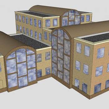 一座办公楼建筑SU模型下载_sketchup草图大师SKP模型