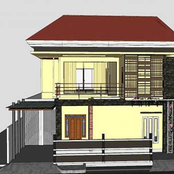 房子双层建筑SU模型下载_sketchup草图大师SKP模型