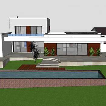 现代房子庭院建筑SU模型下载_sketchup草图大师SKP模型