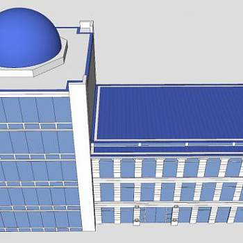 希腊特色的办公楼SU模型下载_sketchup草图大师SKP模型