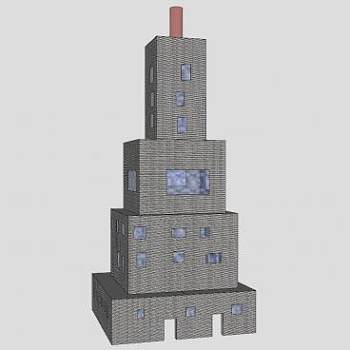 现代塔楼办公楼建筑SU模型下载_sketchup草图大师SKP模型