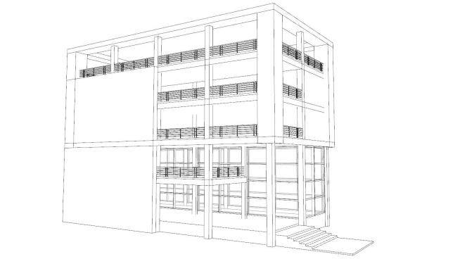 现代设计办公楼建筑SU模型下载_sketchup草图大师SKP模型