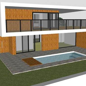 现代住宅花园建筑SU模型下载_sketchup草图大师SKP模型