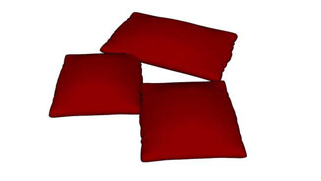 多规格红色抱枕SU模型下载_sketchup草图大师SKP模型